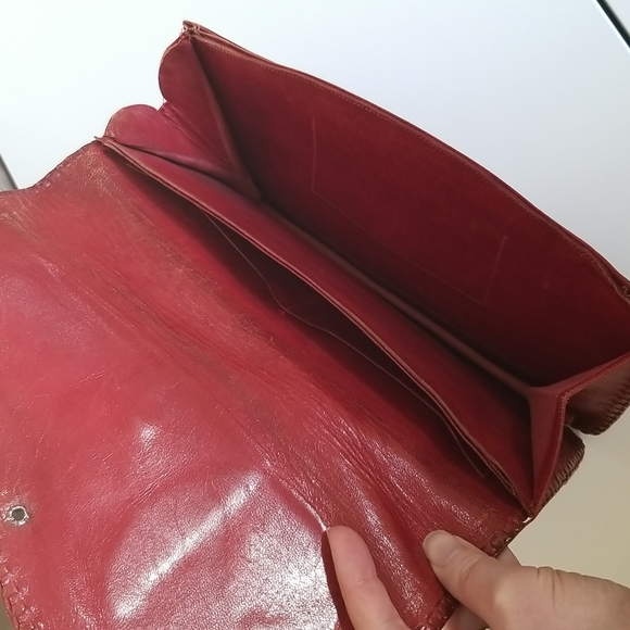 Vintage brown leather clutch - Picture 3 of 5